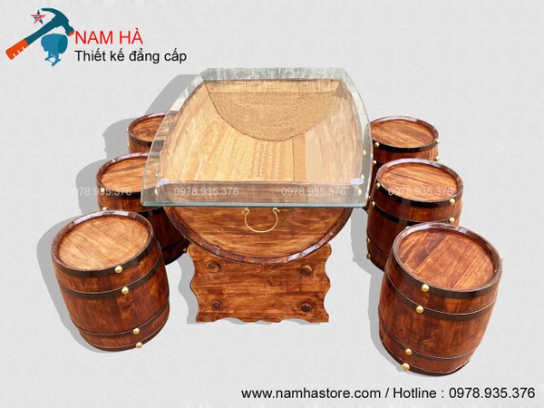 bàn ghế trang trí hầm rượu