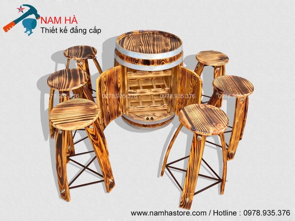 Bộ bàn ghế trang trí vân gỗ
