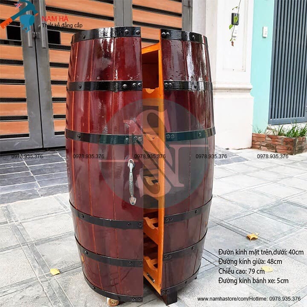 thung go trang tri ham ruou