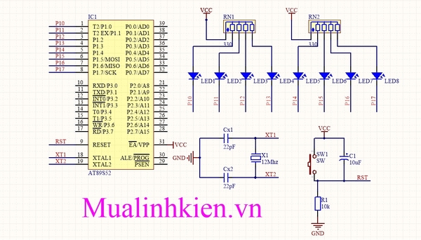 [KIT 89S52_V2] Hướng dẫn giao tiếp LED đơn