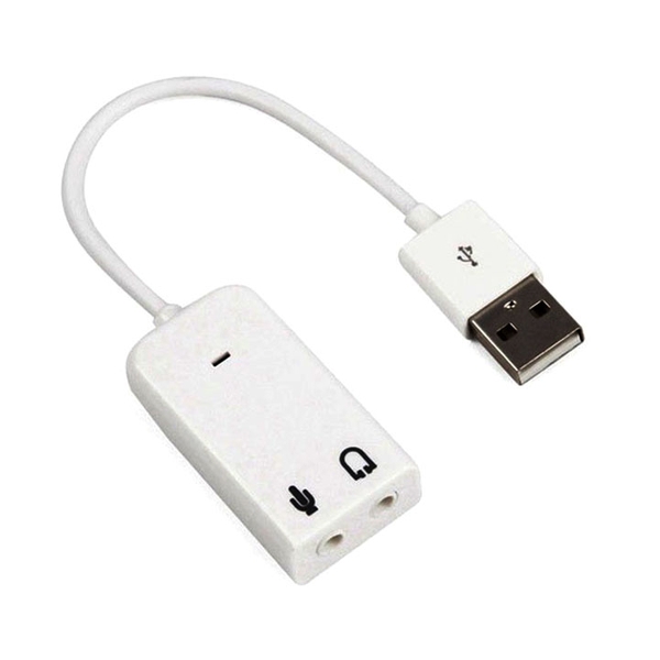 Cáp Âm Thanh 7.1 Chuyển Đổi Từ Cổng USB Ra Loa và Tai Nghe (Trắng)