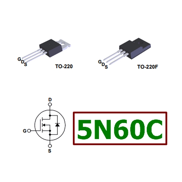 Mosfet 5N60 TO-220F 600V 5A (Kênh N)
