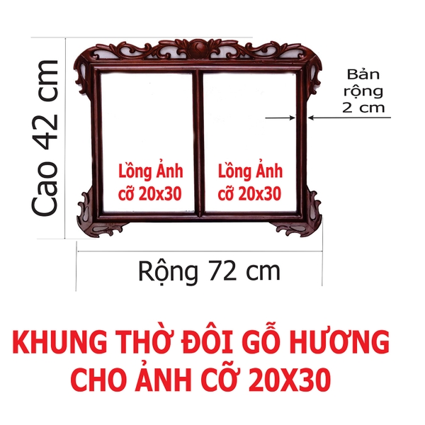 Khung Ảnh Thờ Bằng Gỗ Hương Đồ Đôi Dạ Treo Tường Cỡ 20x30cm Họa Tiết Hoa Văn Độc Đáo Tại Nguyễn Vịnh Digital