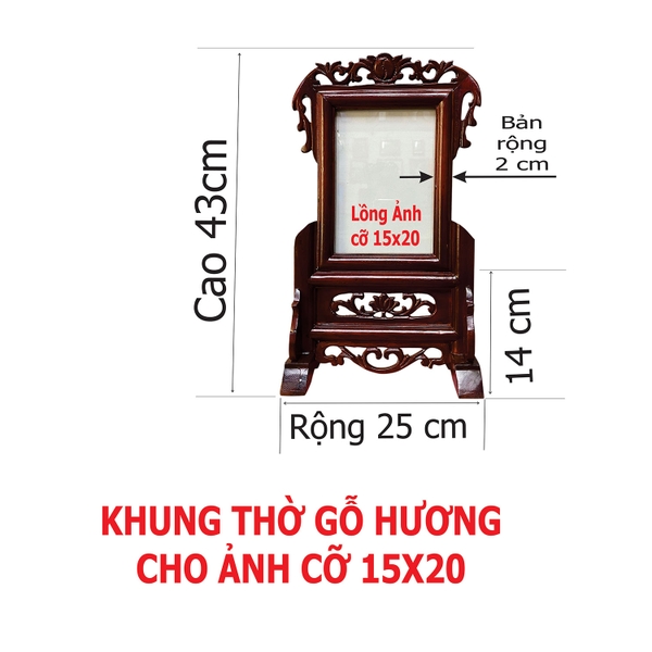 KHUNG THỜ CỠ 15X21 ĐƠN