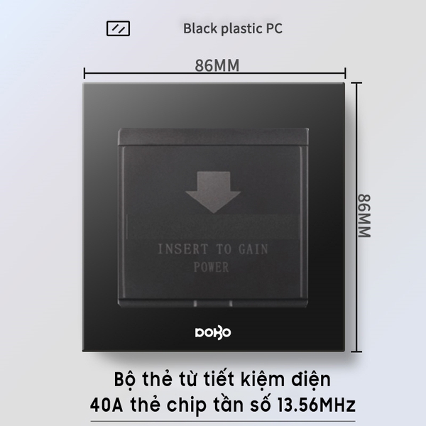 Bộ công tắc thẻ từ tần số 13.56MHz K50Đ-88037 màu đen