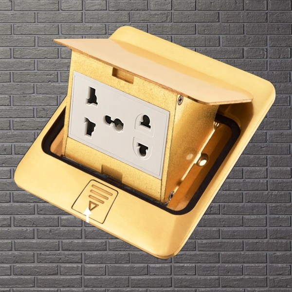 Bộ ổ cắm âm sàn 5 chấu DoBo F88-888801S (Màu Vàng Gold có kháng nước)