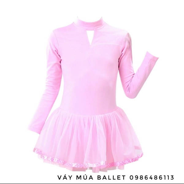 Váy múa cổ lọ voan lụa siêu mềm