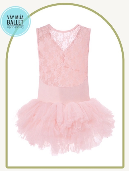 Váy múa ba lỗ đáp ngực phối ren mềm