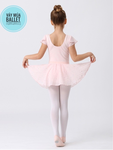 Set áo váy tập múa tay búp sao (tím, xanh, hồng)