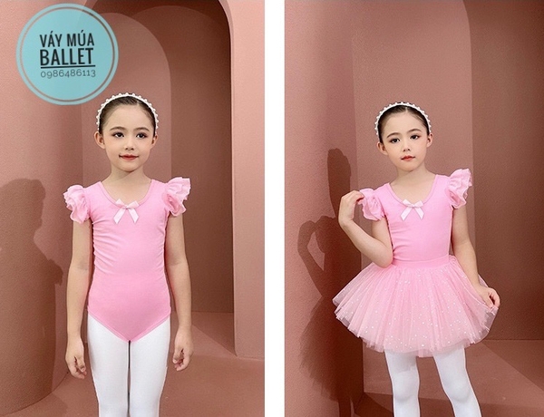 Set áo váy múa tiên nơ sao (tím, hồng, trắng)