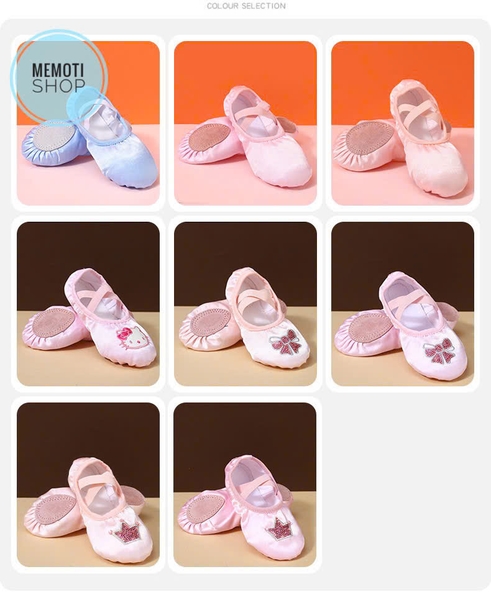 Giày múa satin mềm (kitty, vương miện, nơ)
