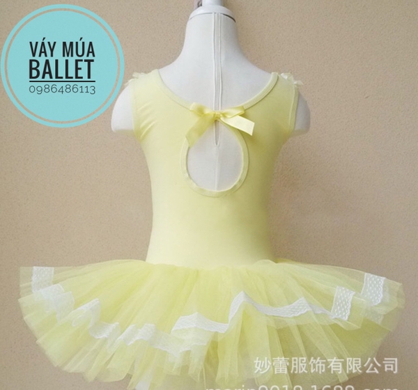 Váy múa ren cổ màu hồng, trắng, xanh, vàng, kem