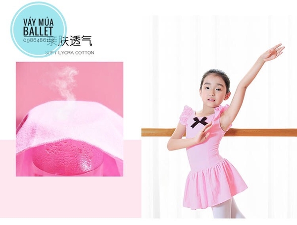 Váy tập múa cotton nơ tay tiên