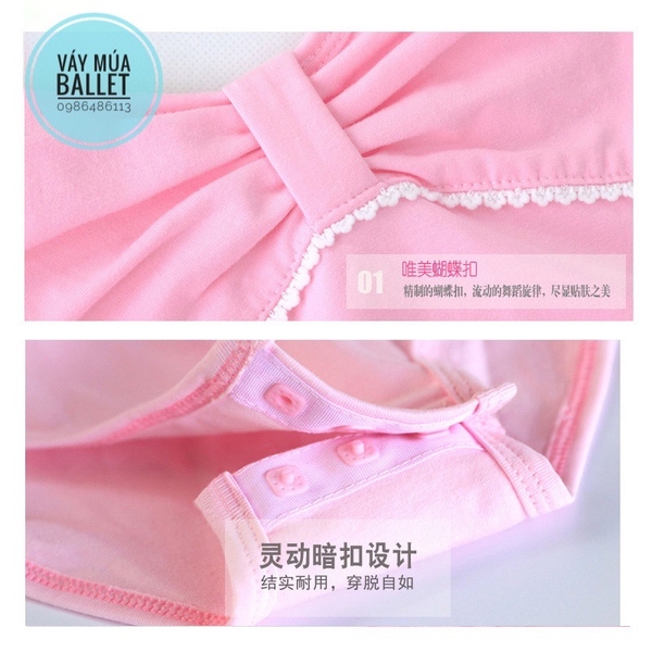 Váy múa tay tiên nơ đáp ngực (hồng, tím)