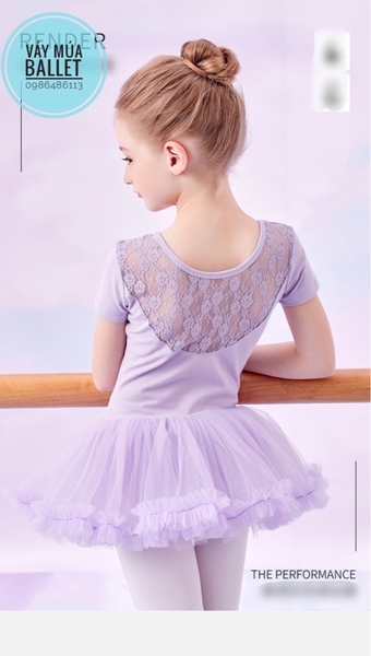 Váy múa phối ren tutu dài (hồng đỏ, hồng cam)