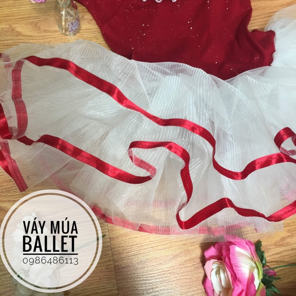 Váy múa bèo cổ tay bồng phối màu 5 tầng