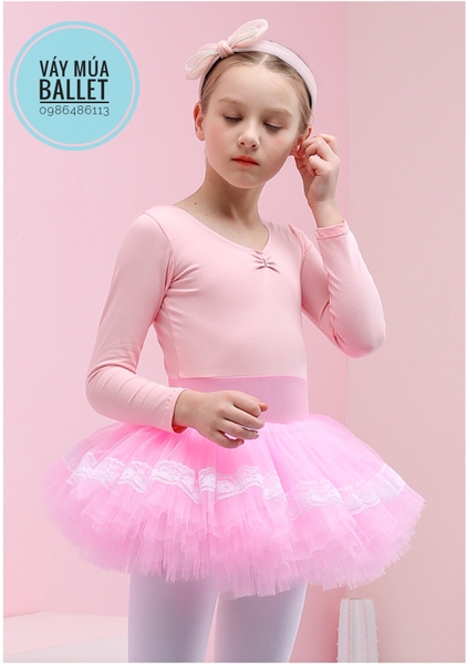 Váy múa viền ren dài tay