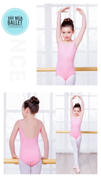 Áo tập múa 2 dây khoét lưng (đen, hồng, xanh)