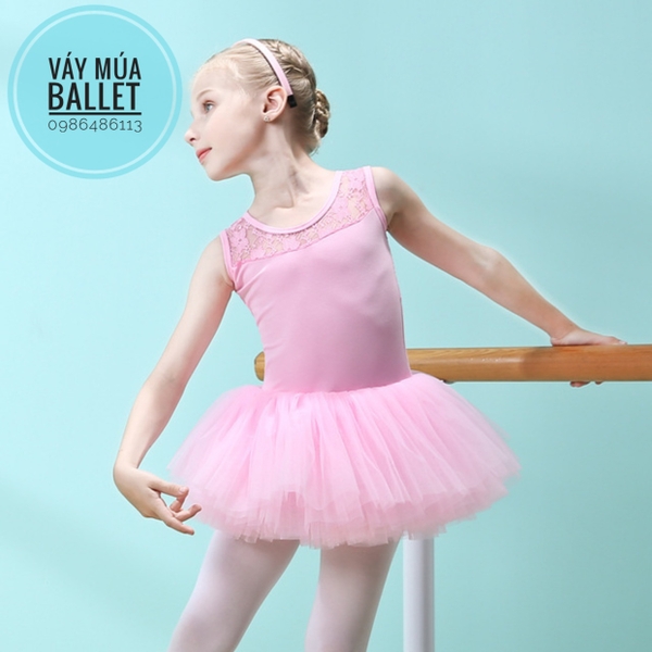 Váy múa voan mềm phối ren ba lỗ