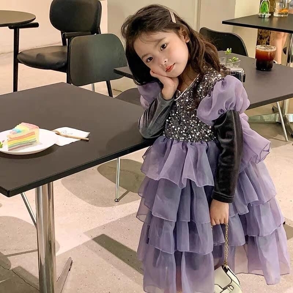 Váy công chúa kimsa tím bồng bềnh s110