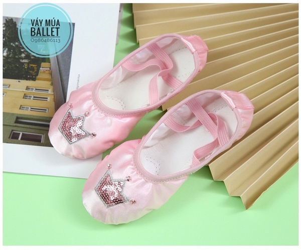 Giày vải múa satin vương miện kimsa