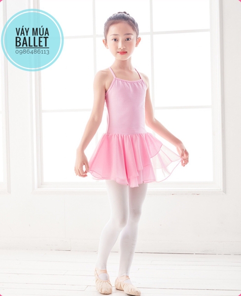 Váy tập múa 2 dây voan chéo (nhiều màu)