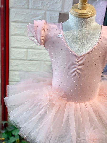 Váy múa cotton đá tiên voan hoa bồng