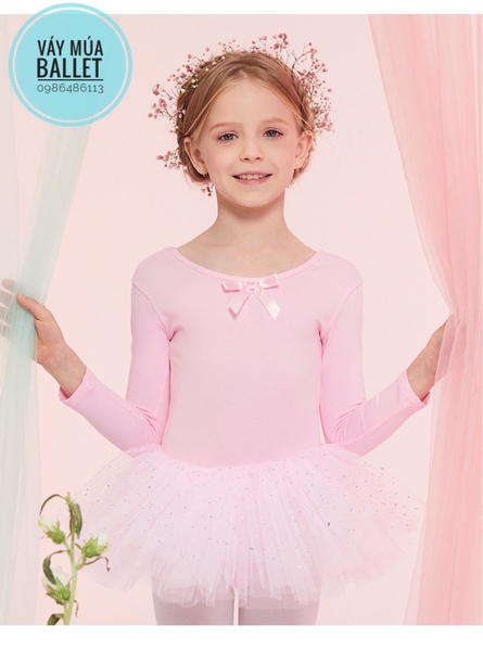 Váy múa đan lưng sao dài E (hồng, nâu, đỏ)