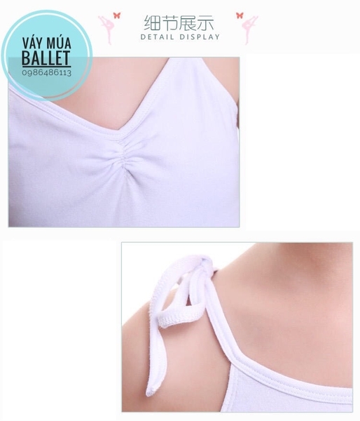 Váy múa 2 dây chấm bi hồng