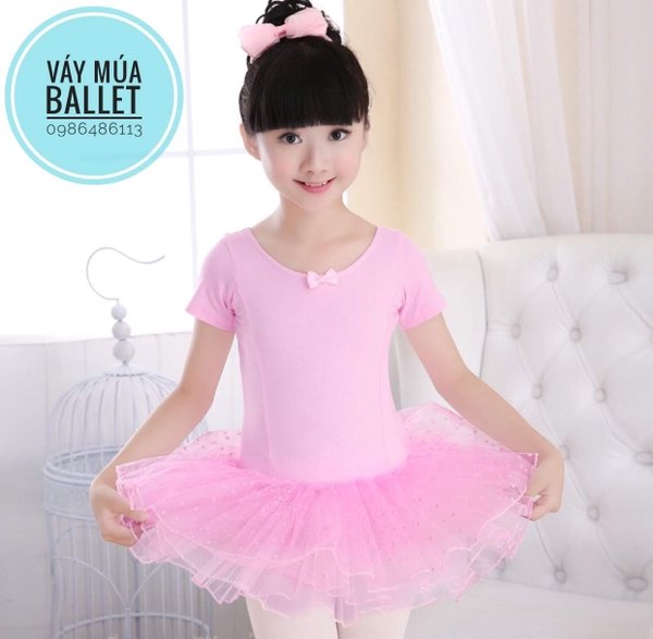 Váy múa basic ngắn tay màu đen