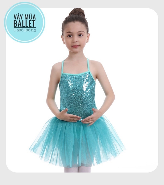 Váy múa thun 2 dây kimsa (xanh, hồng, trắng)