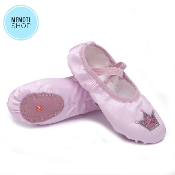 Giày múa satin mềm (kitty, vương miện, nơ)