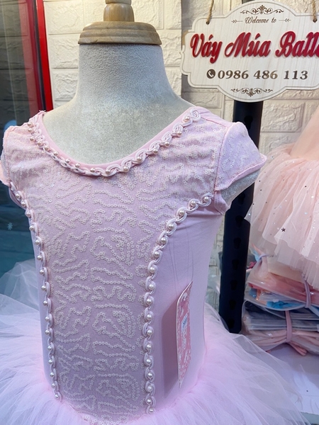 Váy múa ren ngực nơ lưng tay hến