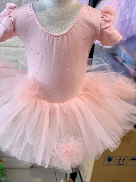 Váy múa cotton đá tiên ngắn voan hoa bồng