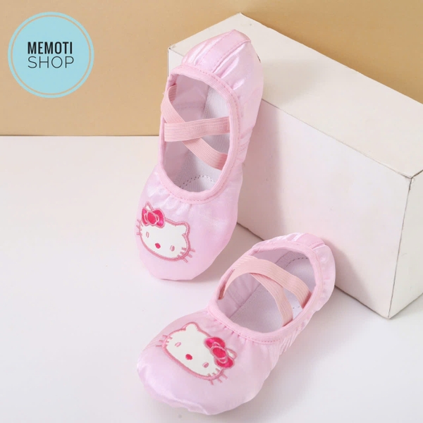Giày múa satin mềm (kitty, vương miện, nơ)