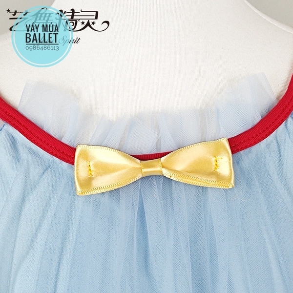 Set váy múa bạch tuyết voan tay bồng (trắng, vàng)