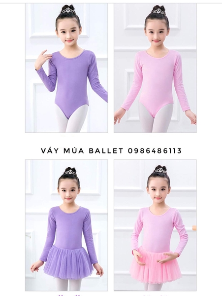 Set áo váy múa đan lưng dài tay