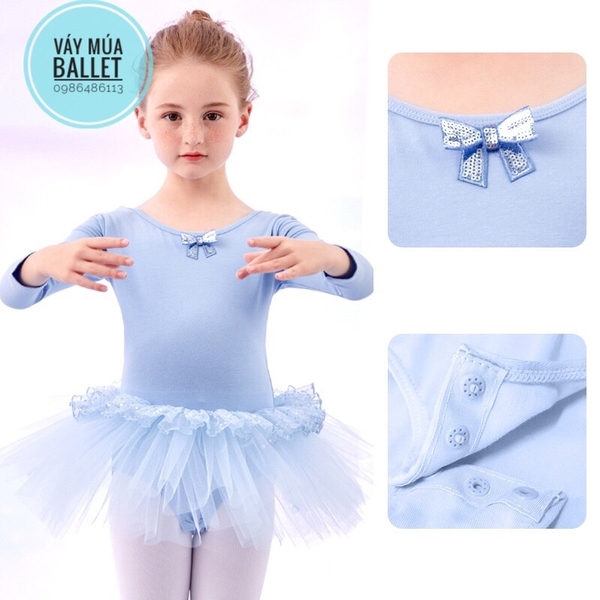 Váy múa nơ bèo lấp lánh dài (nhiều màu)