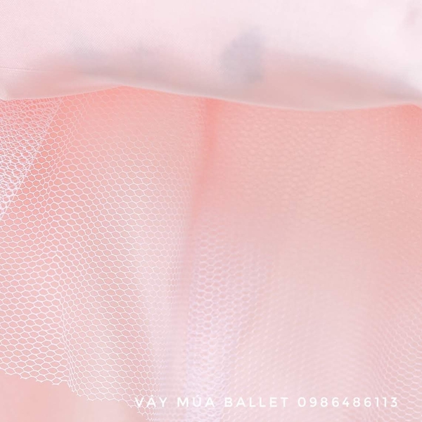 Váy công chúa ren 3D tay loe lỡ màu hồng, ghi