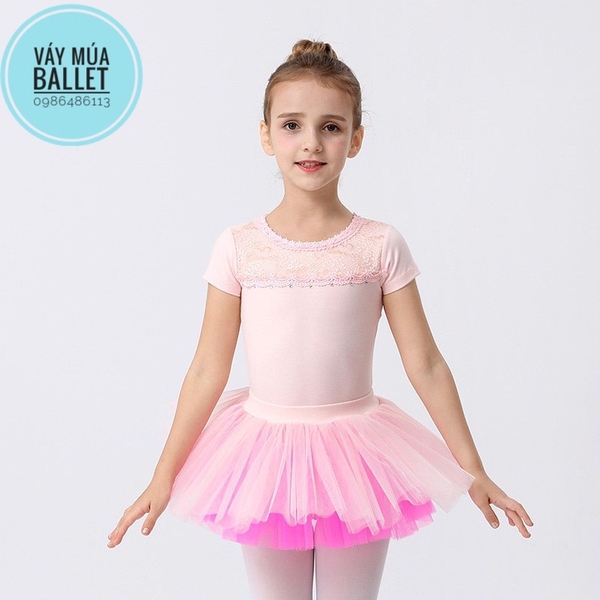 Set áo váy múa ren ngực giọt lệ tay ngắn (xanh, tím, đen, hồng)