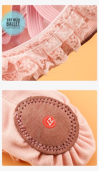 Giày vải múa viền ren kem