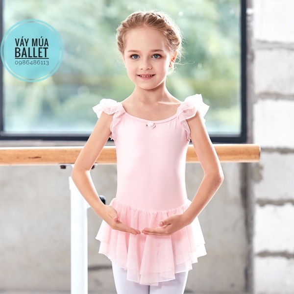 Váy tập múa tiên voan 2 tầng (hồng, xanh, tím, đen)