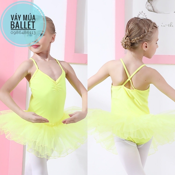 Set áo váy múa thun dây chéo (hồng, xanh, trắng, vàng)