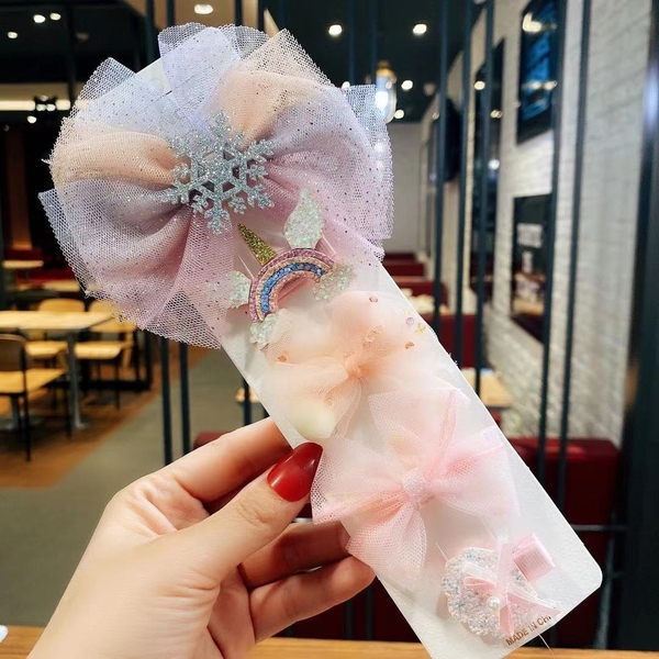 Set kẹp tóc nơ công chúa