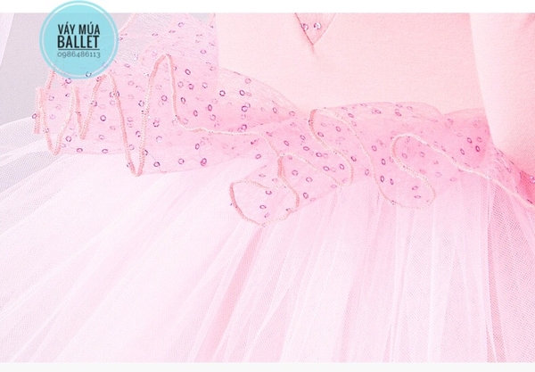 Váy múa nơ bèo lấp lánh dài (nhiều màu)