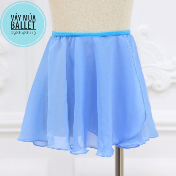 Chân váy múa tà chéo voan mềm (hồng, xanh, đen)