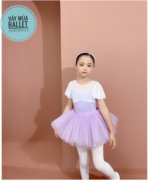 Set áo váy múa tiên đáp ngực sao tím