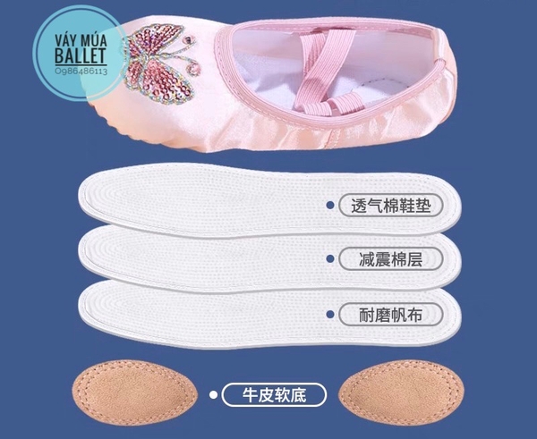 Giày vải múa satin bướm kimsa