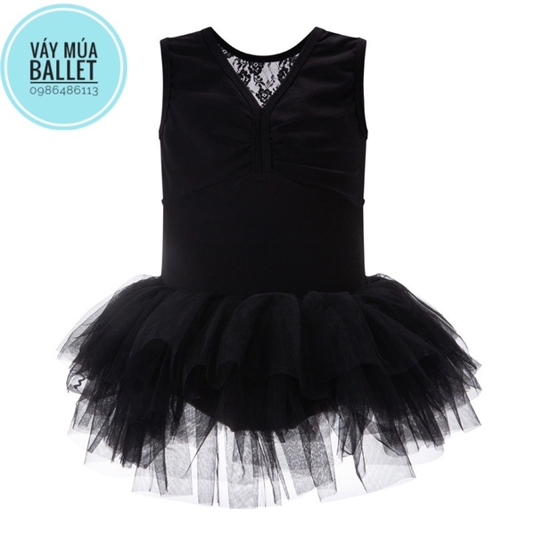 Váy múa ba lỗ đáp ngực phối ren mềm