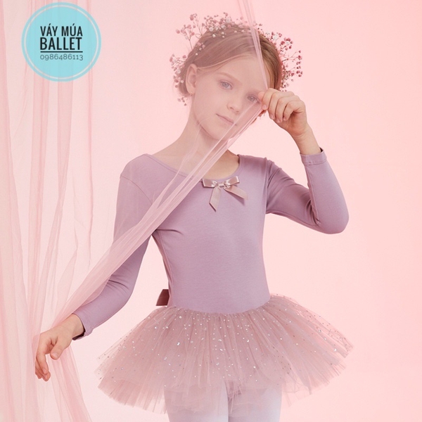 Váy múa đan lưng sao dài E (hồng, nâu, đỏ)